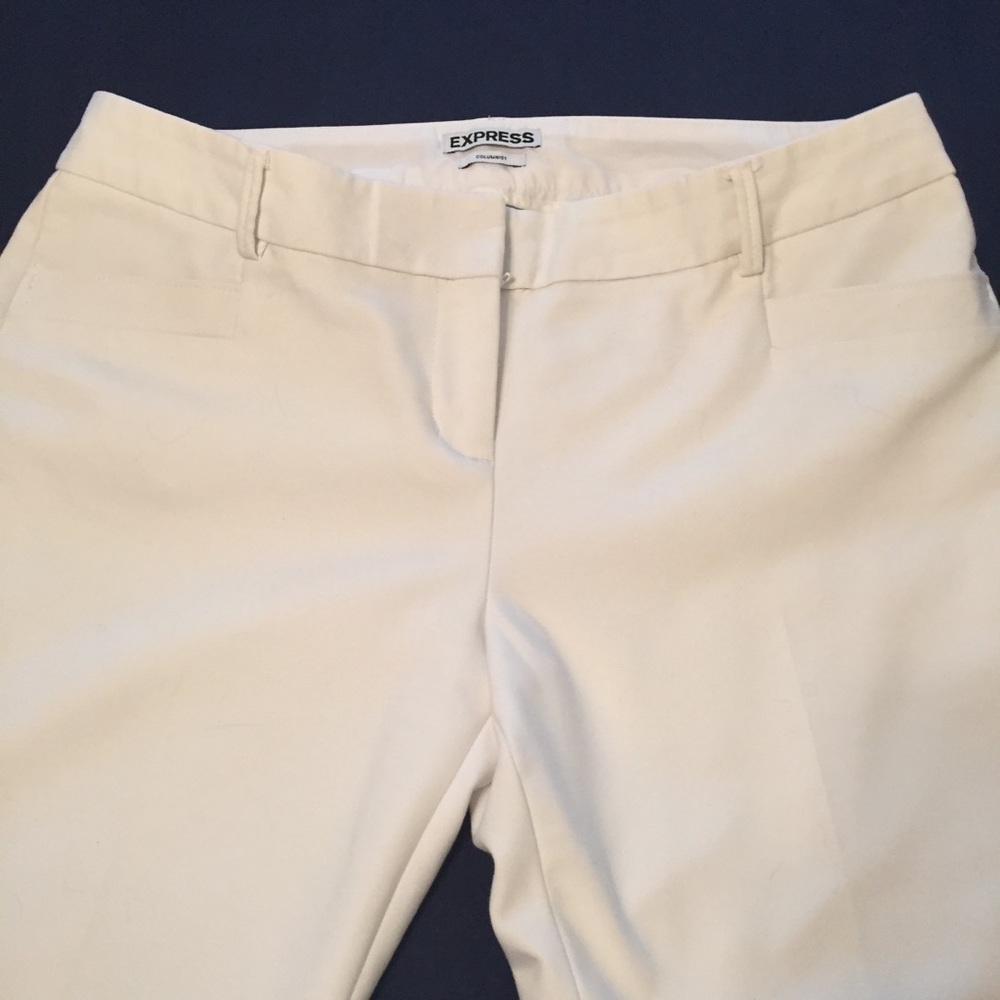 Express Women's Straight Leg Pants in Ivory/Cream